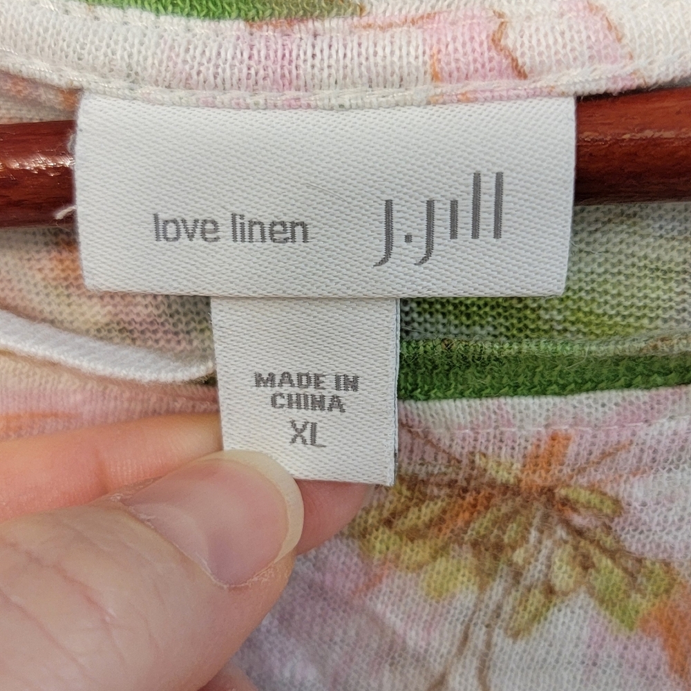 J.Jill Love‎ Linen Womens Floral Coastal Beachy Lightweight Top Size XL - Picture 6 of 11